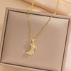 Wholesale Titanium Steel Pendant Necklace With Geometric Pattern Real Gold Plated Snake Bone Chain Vacuum Plated For Women