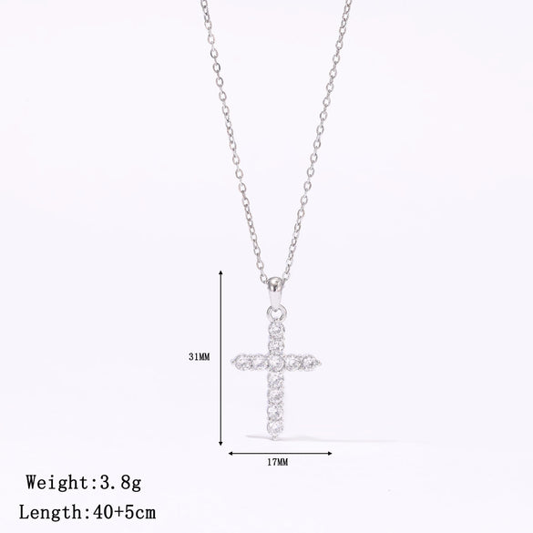 Wholesale Titanium Steel Pendant Necklace With Inlaid Zircon Geometric Design Electroplated O Word Chain For Women