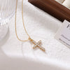 Wholesale Titanium Steel Pendant Necklace With Inlaid Zircon Geometric Design Electroplated O Word Chain For Women