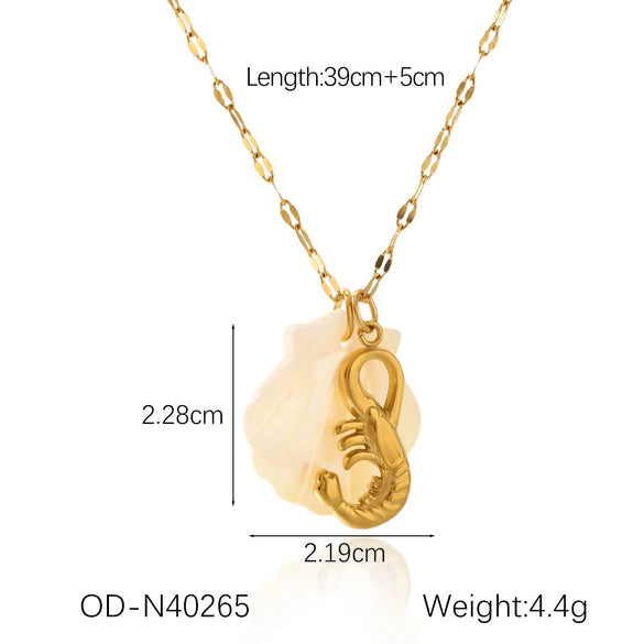Wholesale Titanium Steel Pendant Necklace With Starfish Conch Shell Design Ocean Wind Vacation Style Vacuum Plating For Women