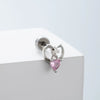 Wholesale Titanium Steel Perforated Ear Nail Sweet Style With Zircon Flower Love Butterfly And Heart Pattern For Women