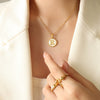 Wholesale 316L Stainless Steel Personality Letters Round Seashell Necklace With Electroplating For Women
