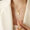 Wholesale 316L Stainless Steel Personality Letters Round Seashell Necklace With Electroplating For Women