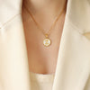 Wholesale 316L Stainless Steel Personality Letters Round Seashell Necklace With Electroplating For Women