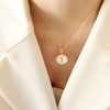 Wholesale 316L Stainless Steel Personality Letters Round Seashell Necklace With Electroplating For Women