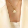 Wholesale 316L Stainless Steel Personality Letters Round Seashell Necklace With Electroplating For Women