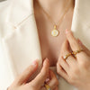 Wholesale 316L Stainless Steel Personality Letters Round Seashell Necklace With Electroplating For Women