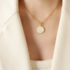 Wholesale 316L Stainless Steel Personality Letters Round Seashell Necklace With Electroplating For Women