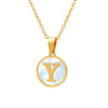 Wholesale 316L Stainless Steel Personality Letters Round Seashell Necklace With Electroplating For Women