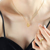 Wholesale 316L Stainless Steel Personality Necklace With Irregular Oval Shape Geometric Pattern And 18K Gold Plated Embossed Rose Design
