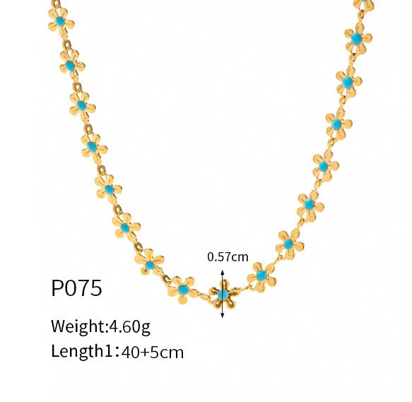 Wholesale 316L Stainless Steel Plant Flowers Dripping Oil Necklace Bracelet