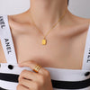 Wholesale 316L Stainless Steel Plated 18K Gold Pendant Necklace For Women With Geometric Letters Pattern And Simple Style