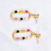 Wholesale Titanium Steel Plated Rectangular Earrings With Cartoon Character U Shaped Geometric Animal Zodiac Patterns
