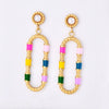 Wholesale Titanium Steel Plated Rectangular Earrings With Cartoon Character U Shaped Geometric Animal Zodiac Patterns