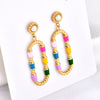 Wholesale Titanium Steel Plated Rectangular Earrings With Cartoon Character U Shaped Geometric Animal Zodiac Patterns