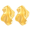 Wholesale Titanium Steel Pleated Geometric Earrings With Electroplating Treatment Retro And Smooth Irregular Design For Women