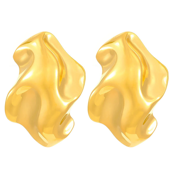 Wholesale Titanium Steel Pleated Geometric Earrings With Electroplating Treatment Retro And Smooth Irregular Design For Women
