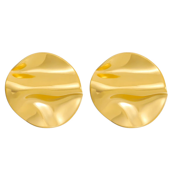 Wholesale Titanium Steel Pleated Geometric Earrings With Electroplating Treatment Retro And Smooth Irregular Design For Women