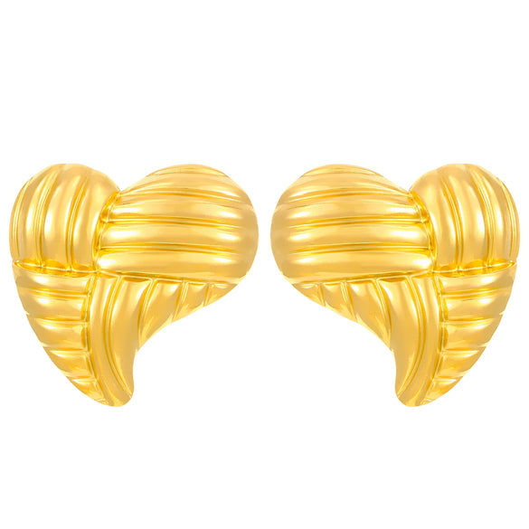 Wholesale Titanium Steel Pleated Geometric Earrings With Electroplating Treatment Retro And Smooth Irregular Design For Women