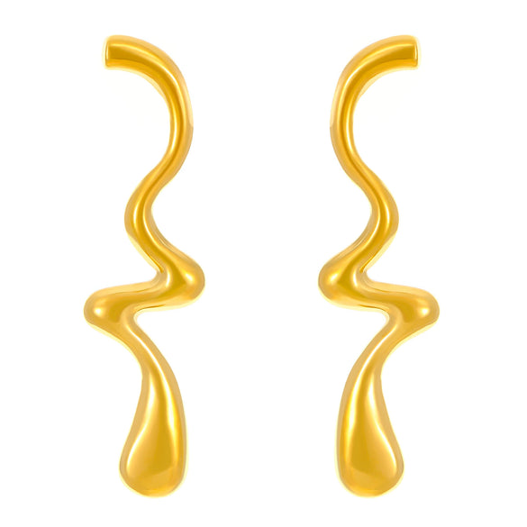 Wholesale Titanium Steel Pleated Geometric Earrings With Electroplating Treatment Retro And Smooth Irregular Design For Women