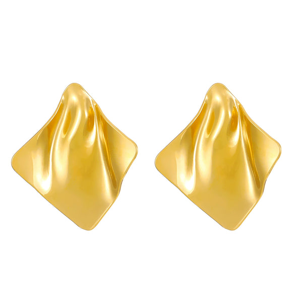 Wholesale Titanium Steel Pleated Geometric Earrings With Electroplating Treatment Retro And Smooth Irregular Design For Women