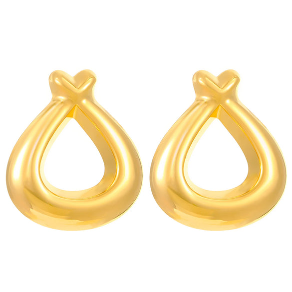 Wholesale Titanium Steel Pleated Geometric Earrings With Electroplating Treatment Retro And Smooth Irregular Design For Women