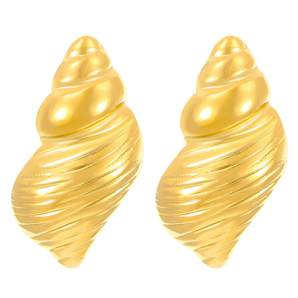 Wholesale Titanium Steel Pleated Geometric Earrings With Electroplating Treatment Retro And Smooth Irregular Design For Women