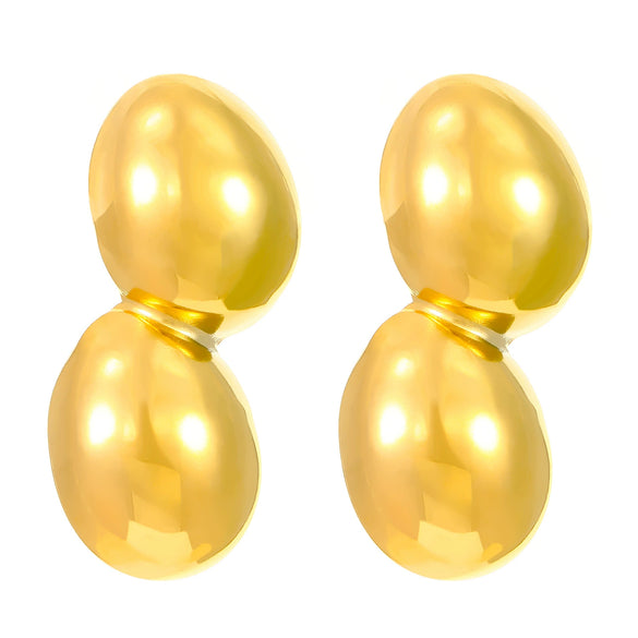Wholesale Titanium Steel Pleated Geometric Earrings With Electroplating Treatment Retro And Smooth Irregular Design For Women