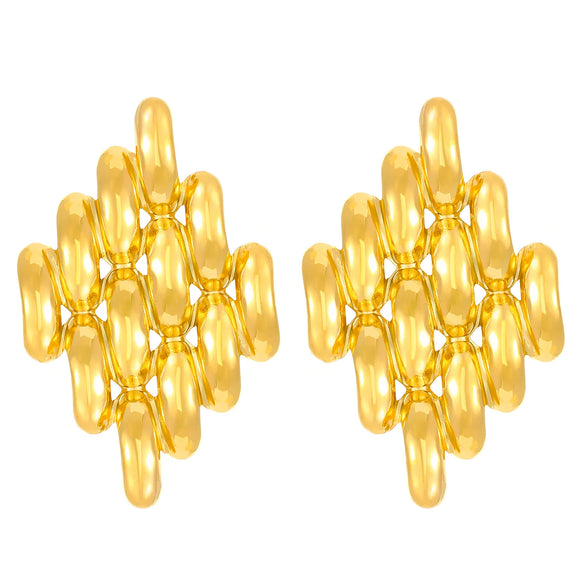 Wholesale Titanium Steel Pleated Geometric Earrings With Electroplating Treatment Retro And Smooth Irregular Design For Women