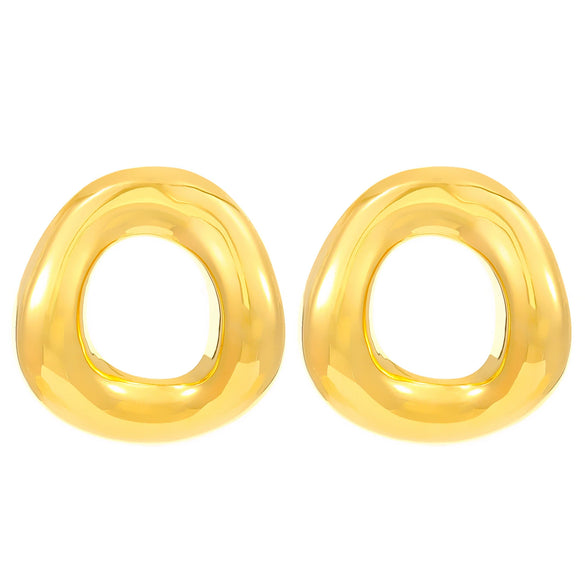 Wholesale Titanium Steel Pleated Geometric Earrings With Electroplating Treatment Retro And Smooth Irregular Design For Women