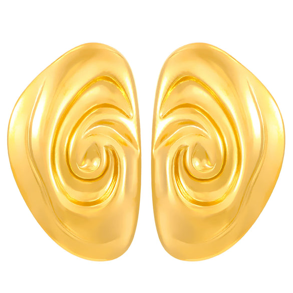 Wholesale Titanium Steel Pleated Geometric Earrings With Electroplating Treatment Retro And Smooth Irregular Design For Women