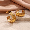 Wholesale 316L Stainless Steel Pleated Semiarc Electroplated Trendy Women's Earrings
