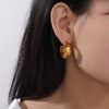 Wholesale 316L Stainless Steel Pleated Semiarc Electroplated Trendy Women's Earrings