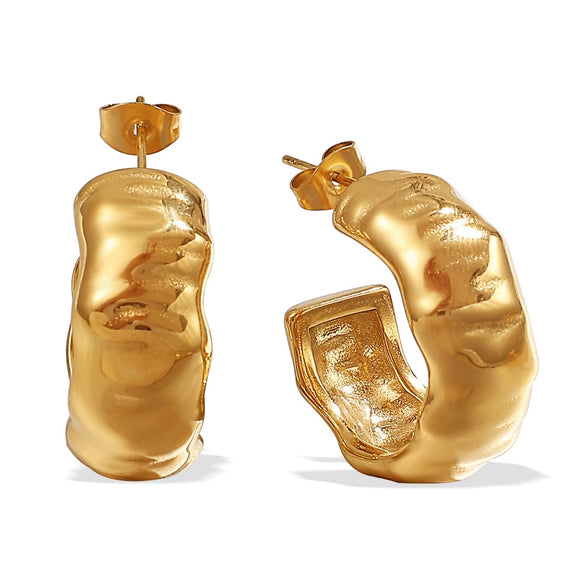 Wholesale 316L Stainless Steel Pleated Semiarc Electroplated Trendy Women's Earrings