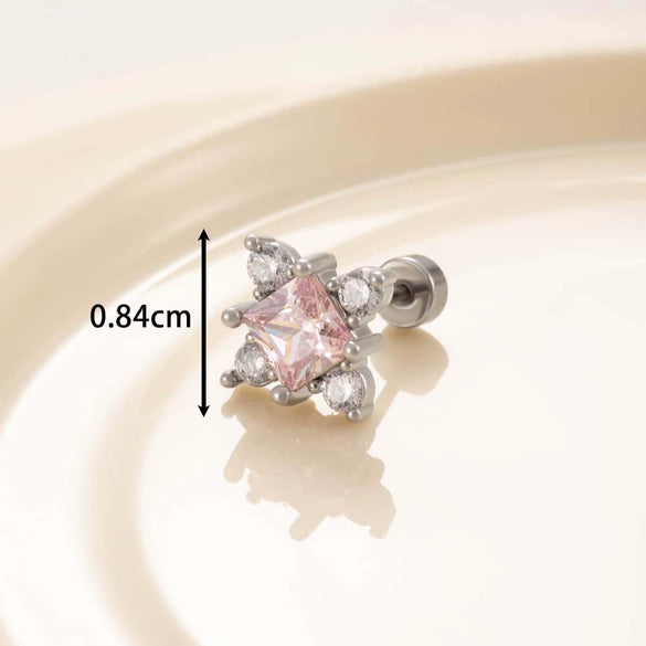 Wholesale Titanium Steel Princess Style Cross Flower Earrings Inlaid With Zircon For Women
