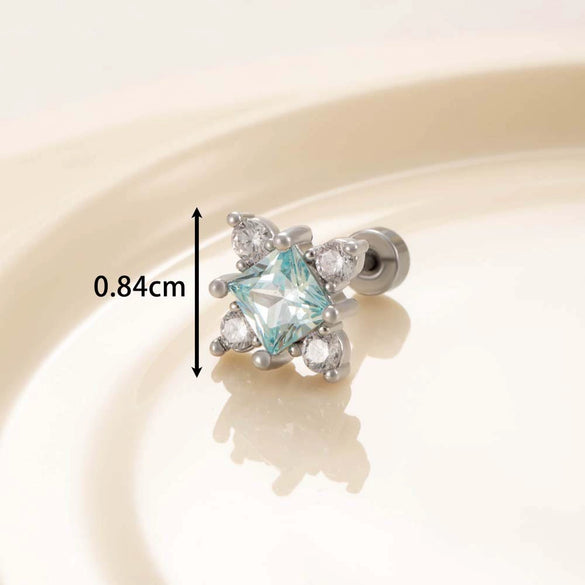 Wholesale Titanium Steel Princess Style Cross Flower Earrings Inlaid With Zircon For Women
