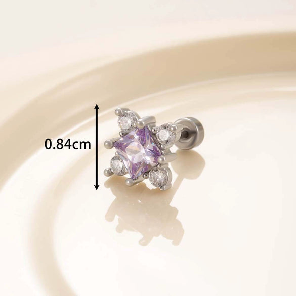 Wholesale Titanium Steel Princess Style Cross Flower Earrings Inlaid With Zircon For Women