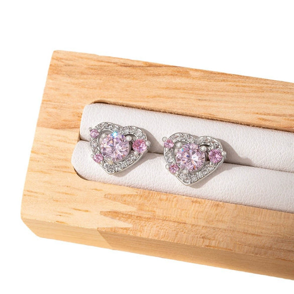 Wholesale Titanium Steel Princess Style Inlaid Zircon Ear Nail With Eight Heart Eight Arrows Design