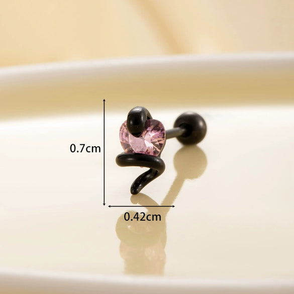 Wholesale Titanium Steel Punk Style Snake Shaped Ear Studs Set With Precious Stones For Women
