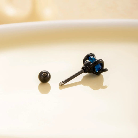 Wholesale Titanium Steel Punk Style Snake Shaped Ear Studs Set With Precious Stones For Women