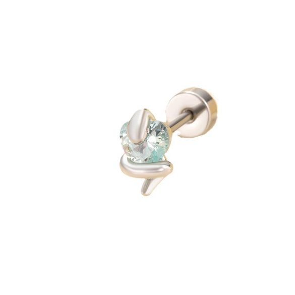 Wholesale Titanium Steel Punk Style Snake Shaped Women's Ear Nail Set With Precious Stones