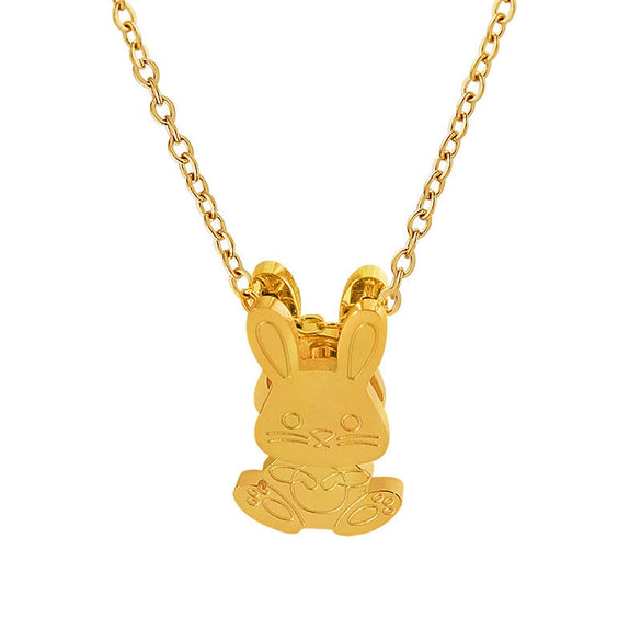Wholesale Titanium Steel Rabbit Pendant Necklace With Electroplating Animal Pattern For Lovers