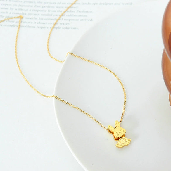 Wholesale Titanium Steel Rabbit Pendant Necklace With Electroplating Animal Pattern For Lovers