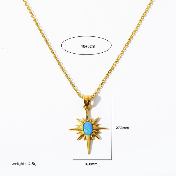 Wholesale Titanium Steel Retro Artistic Hexagram Ochain Clavicle Necklace With 18K Gold Plated