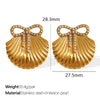 Wholesale 316L Stainless Steel Retro Bow Set Earrings And Necklace With Rhinestones And Electroplating Treatment