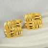 Wholesale Titanium Steel Retro Embossed Geometric Square Women's Antiallergic Earrings