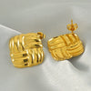 Wholesale Titanium Steel Retro Embossed Geometric Square Women's Antiallergic Earrings