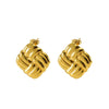 Wholesale Titanium Steel Retro Embossed Geometric Square Women's Antiallergic Earrings