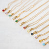 Wholesale Titanium Steel Retro Geometric Diamond Design Round Pendant Ochain Necklace For Women With Twelve Birthstones