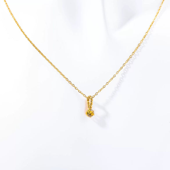 Wholesale Titanium Steel Retro Geometric Diamond Design Round Pendant Ochain Necklace For Women With Twelve Birthstones